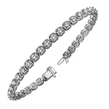 3.00 CT Unique Round Diamond Tennis Bracelet in 14k White Gold Halo Prong Setting